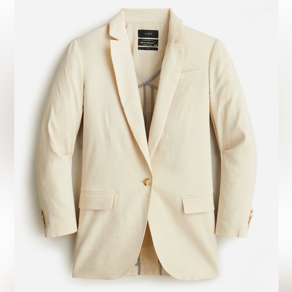 NWOT J.Crew Alfie Blazer in Italian Linen Blend Dusty Ivory color Size 8